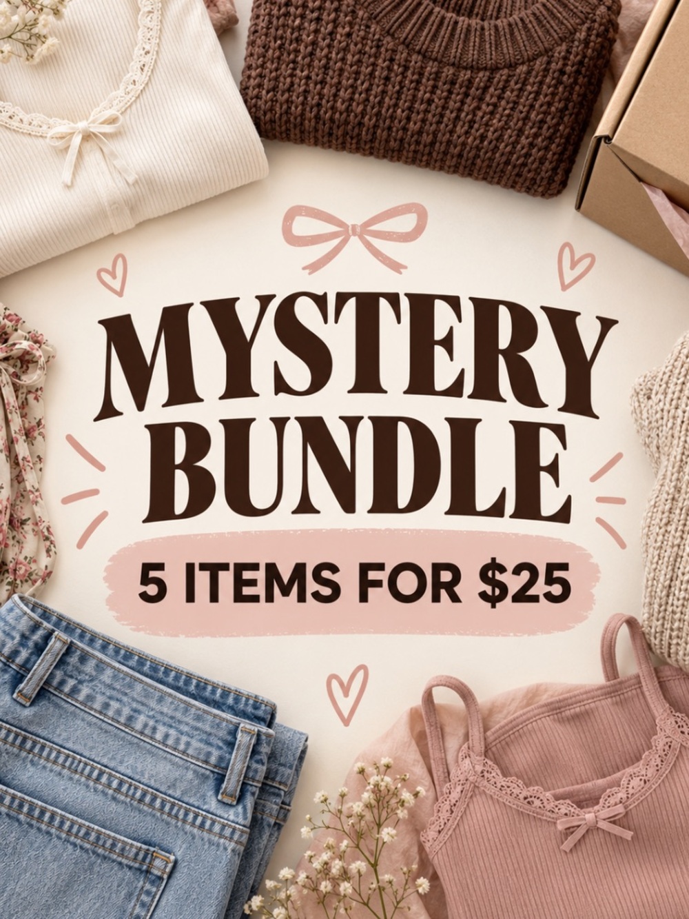 Women’s Mystery Clothing Bundle – 5 Pieces for $25